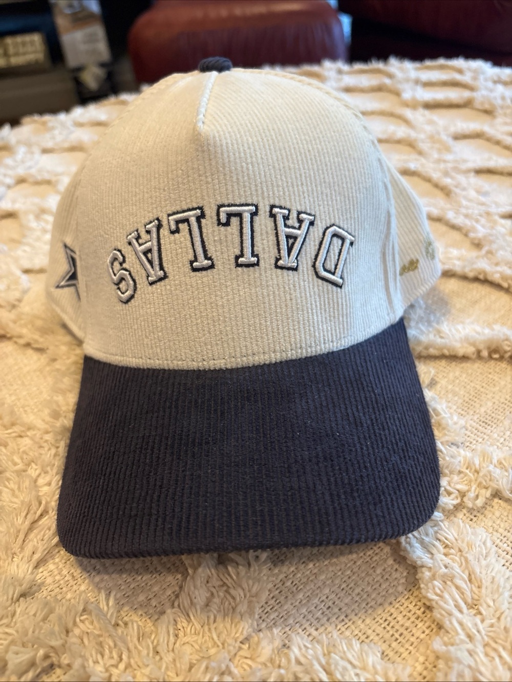 NFL Dallas Cowboys x True Brand Cream And Navy Blue Corduroy SnapBack Hat
